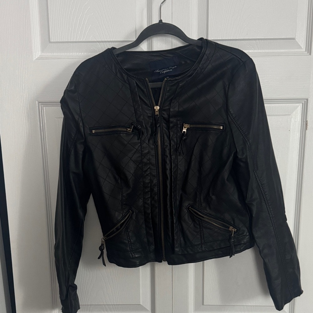 American Eagle Black Quilted Leather Jacket